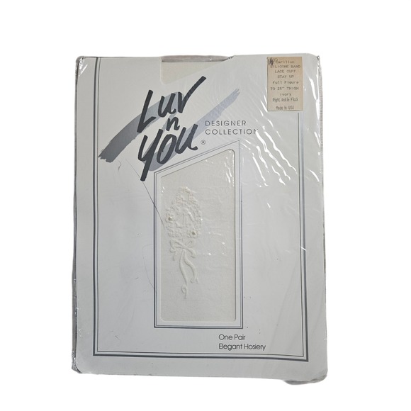 Luv N You Accessories - Luv N You Carillon Stay Up Hosiery Lace Cuff Full Figure Right Ankle Flock NWT